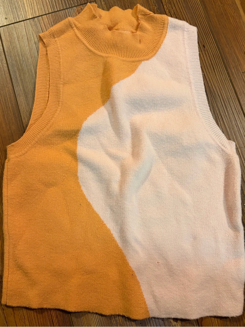 La Hearts Orange & Cream Sleeveless Knit Tank